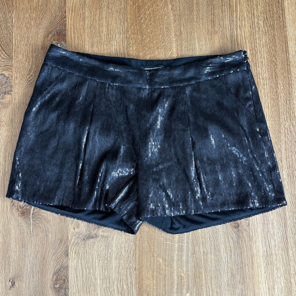 Express Sequin Mini Shorts Black Size 12 NWT
